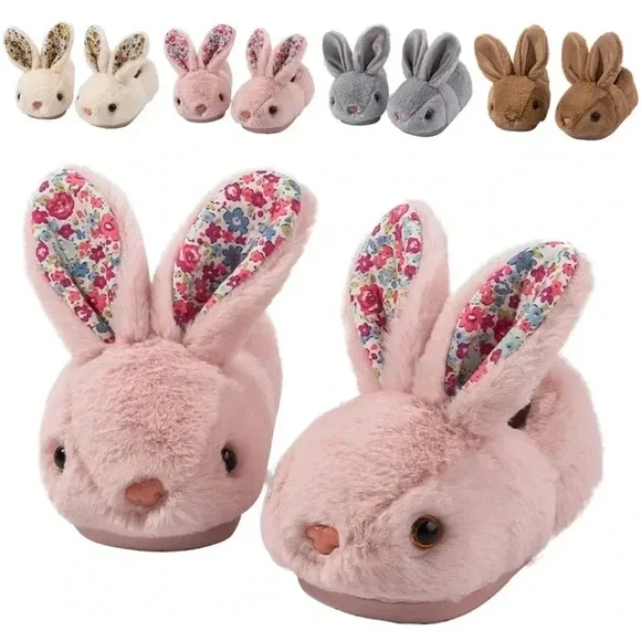 Pink Bunny Plush Slippers - Picture 6 of 11